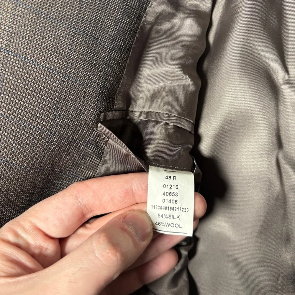 Jos A Bank Signature Collection Brown Glen Plaid‎ Silk Blend Blazer Mens 48R